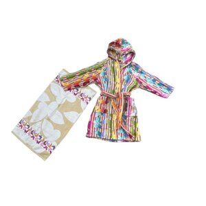 Missoni Multicolor Hooded Bathrobe & Patterned Towel Set For Girls Age 6